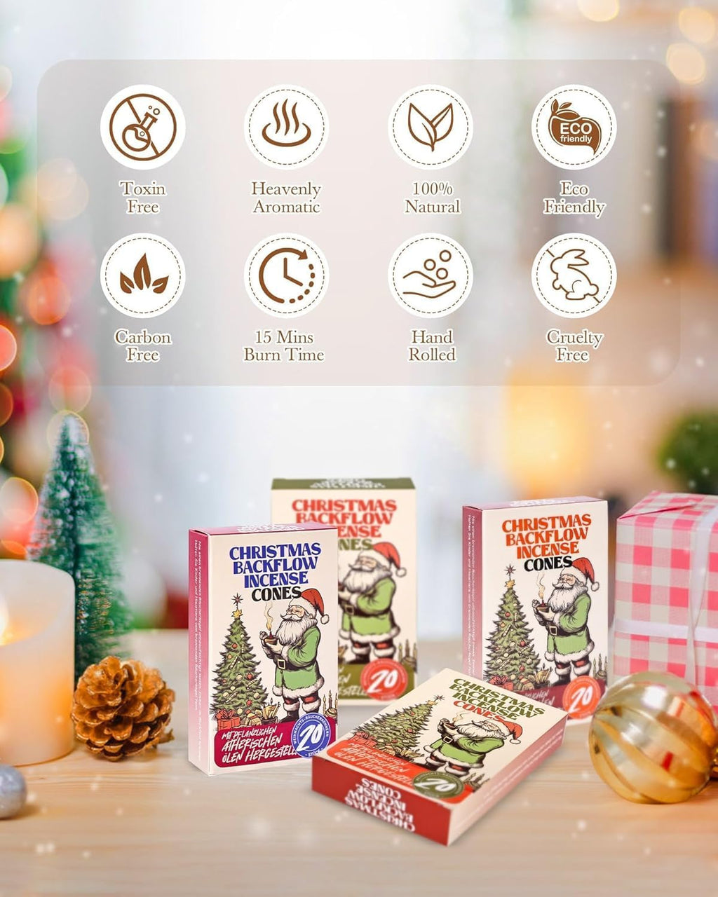 Cozy Christmas Incense Cones 80 pcs - Christmas Incense for a Warm & Inviting Home