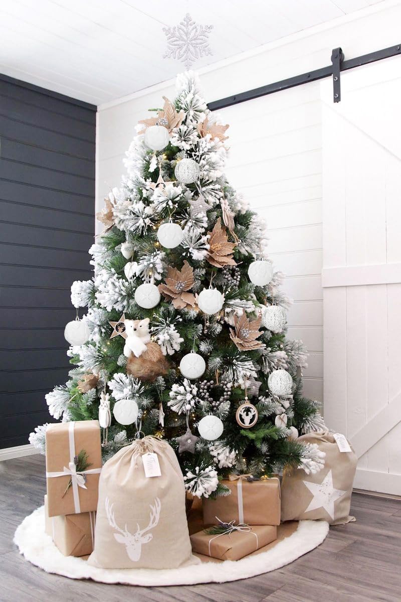 Hollyone 3.15"/80mm White Christmas Ball Ornaments 12 Pcs Shatterproof Christmas Tree Relief Ornaments Set Large Hanging Ornament Balls for Wedding Holiday Wreath Home Decor