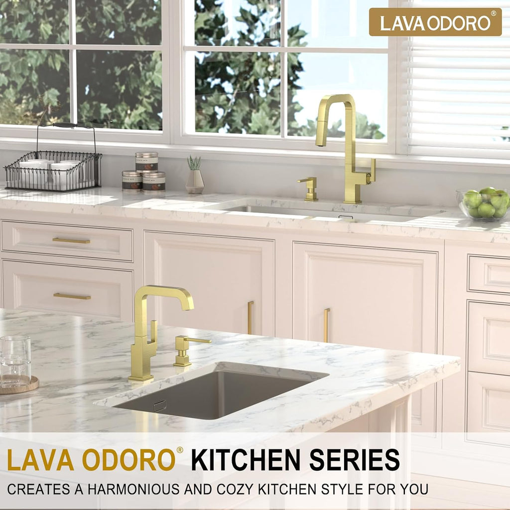 Lava Odoro Soap Dispenser for Kitchen Sink, Gold Sink Soap Dispenser Pump