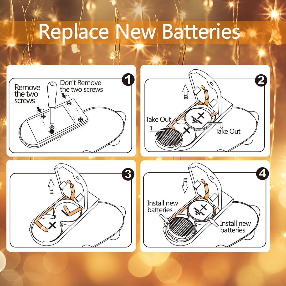 6 Pack Fairy Lights Battery Operated With Timer,2 Remotes,20 LED Warm White