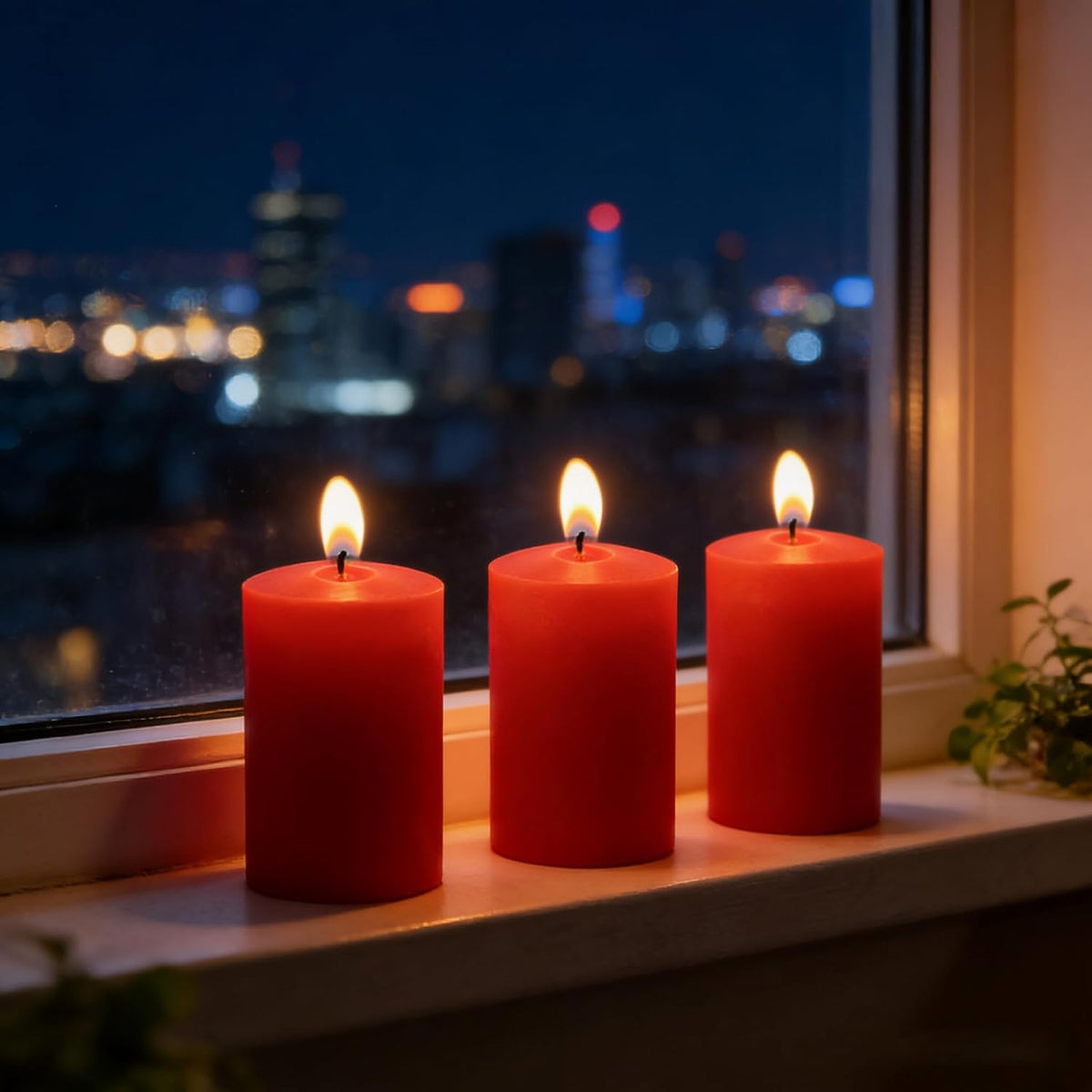 2 Pack 3x6 Inch Red Unscented Pillar Candles - 70 Hour Long Burning Dripless Smokeless Candles for Valentine's Day Christmas Home Decor Weddings Festivals