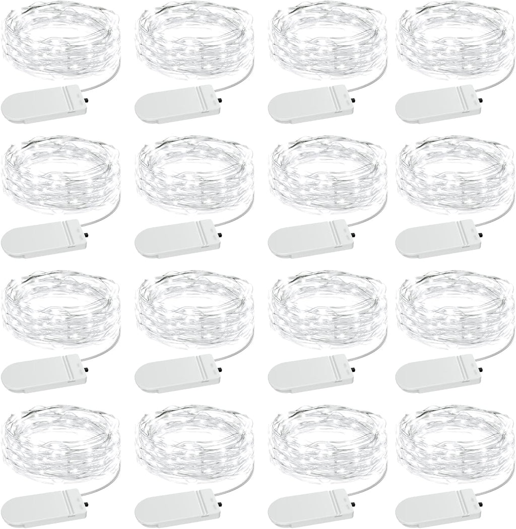 Olafus 16 Pack Fairy Lights Battery Operated, IP68 Waterproof Mini String Light, 7ft Small LED Bottle Light for Wedding Vase Centerpieces Table Decorations Christmas Indoor Party Jars Gift Cool White