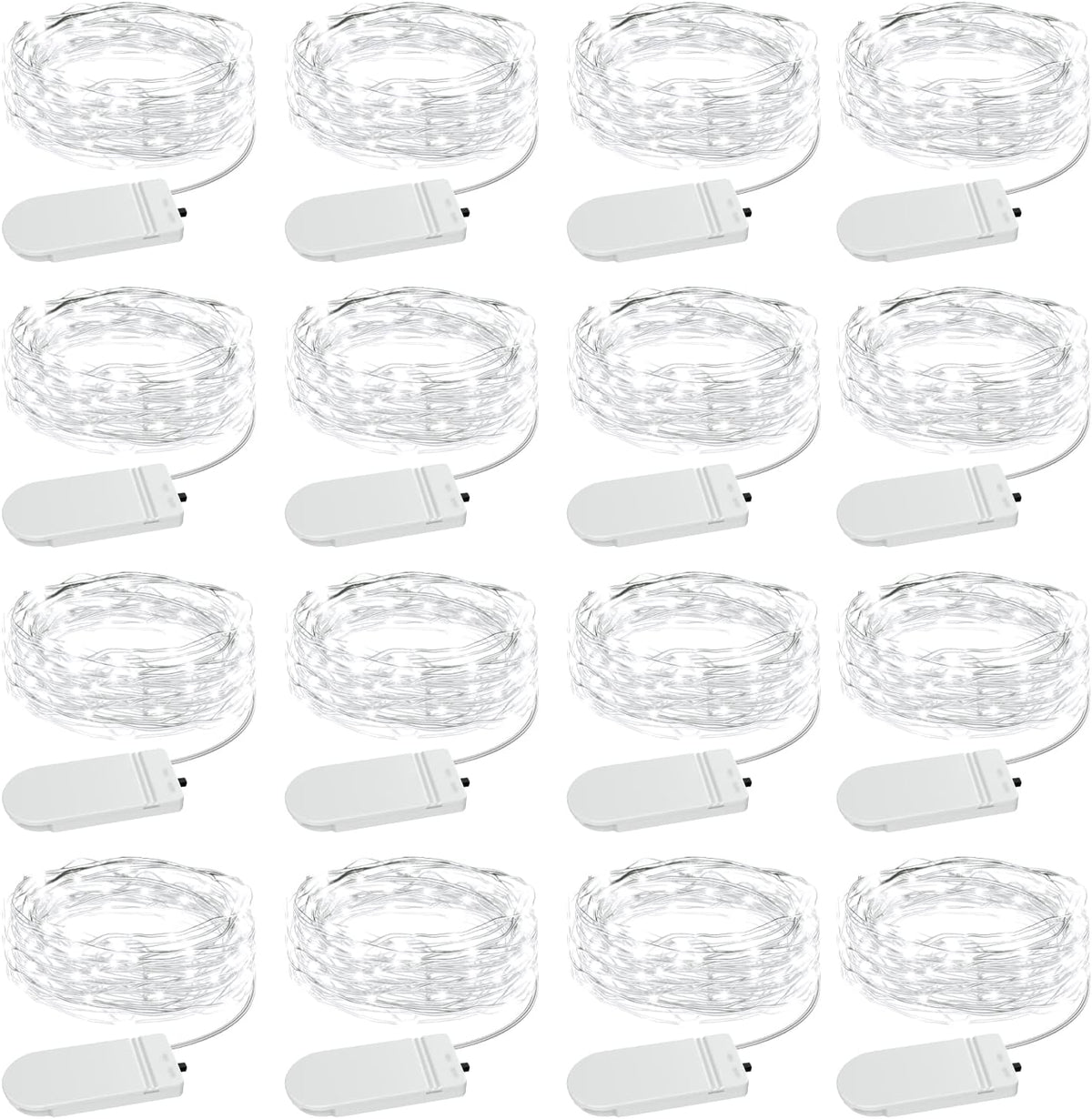 Olafus 16 Pack Fairy Lights Battery Operated, IP68 Waterproof Mini String Light, 7ft Small LED Bottle Light for Wedding Vase Centerpieces Table Decorations Christmas Indoor Party Jars Gift Cool White