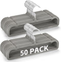 50 Pack Velvet Pants Hangers Non Slip, Velvet Hangers Space Saving for Closet, Strong Durable Clothes Hanger with 360° Swivel Hook, Ultra Soft Flocked Hanger for Pants Jeans Shirts Bra Shorts (Grey)