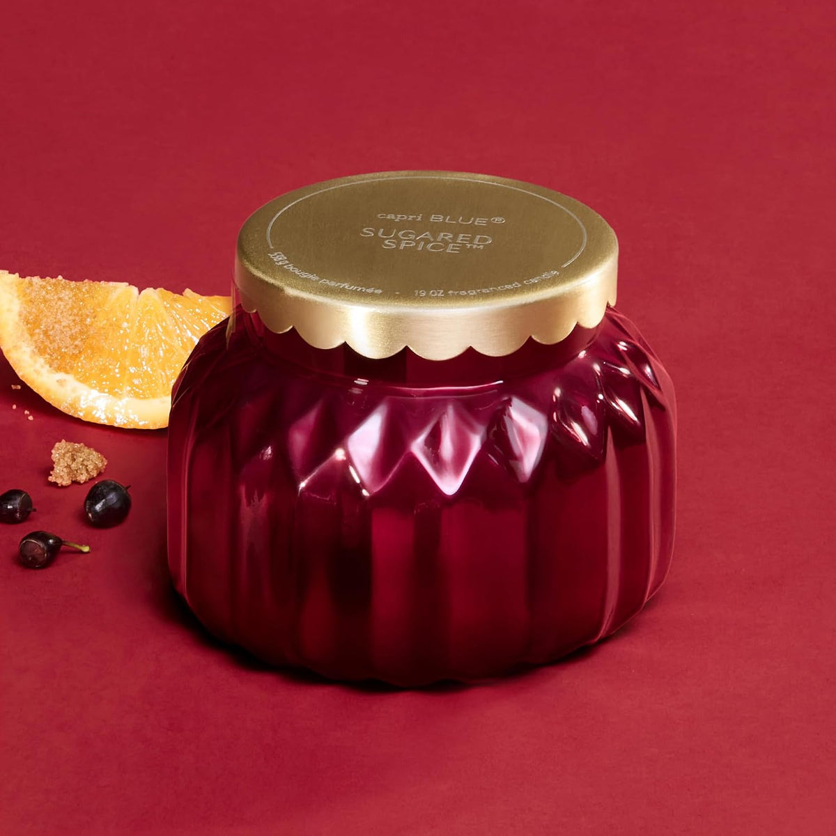 Capri Blue Sugared Spice Scented Candles for Home | Ruby Red, 19 oz