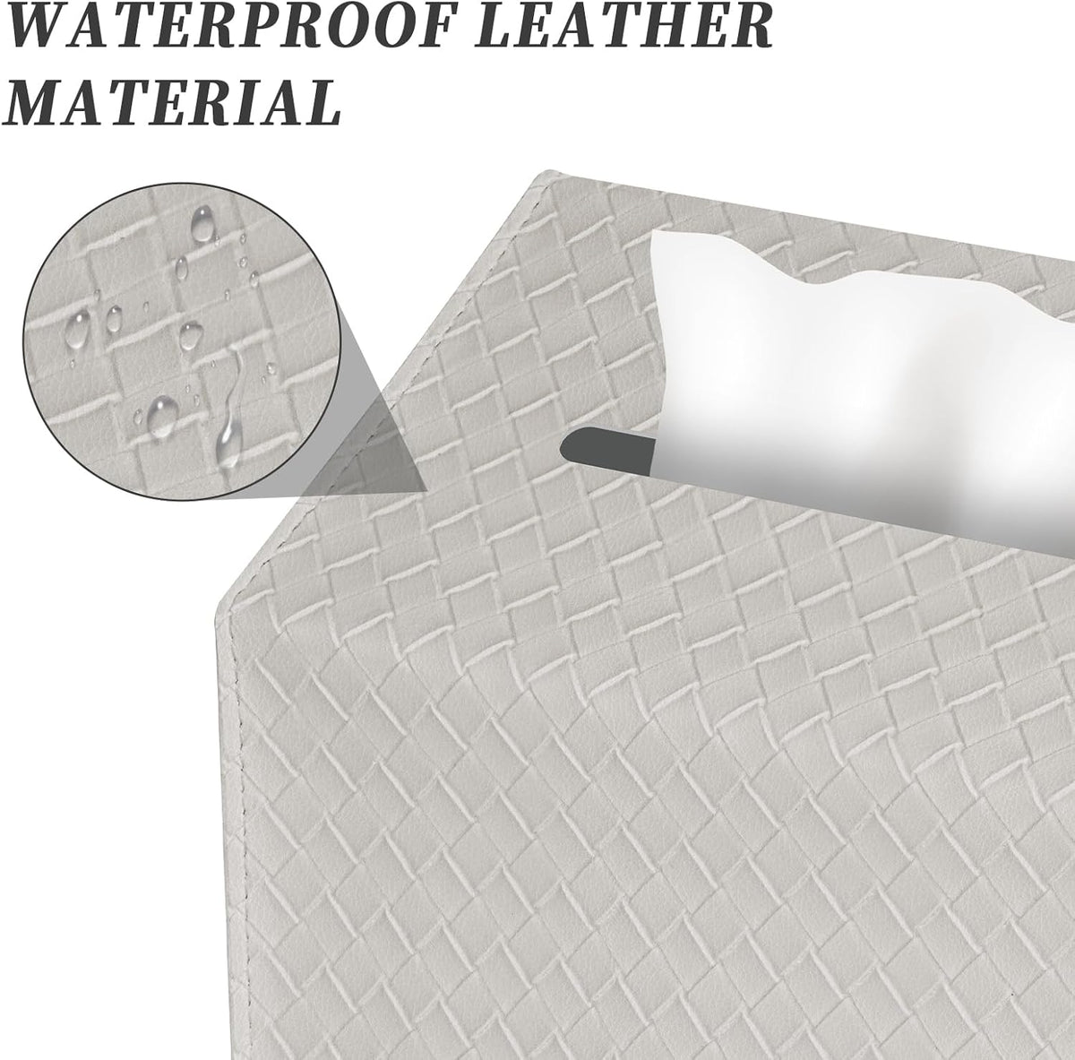 NiHome PU Leather Tissue Box Cover for Kleenex Hand Towels, Gray