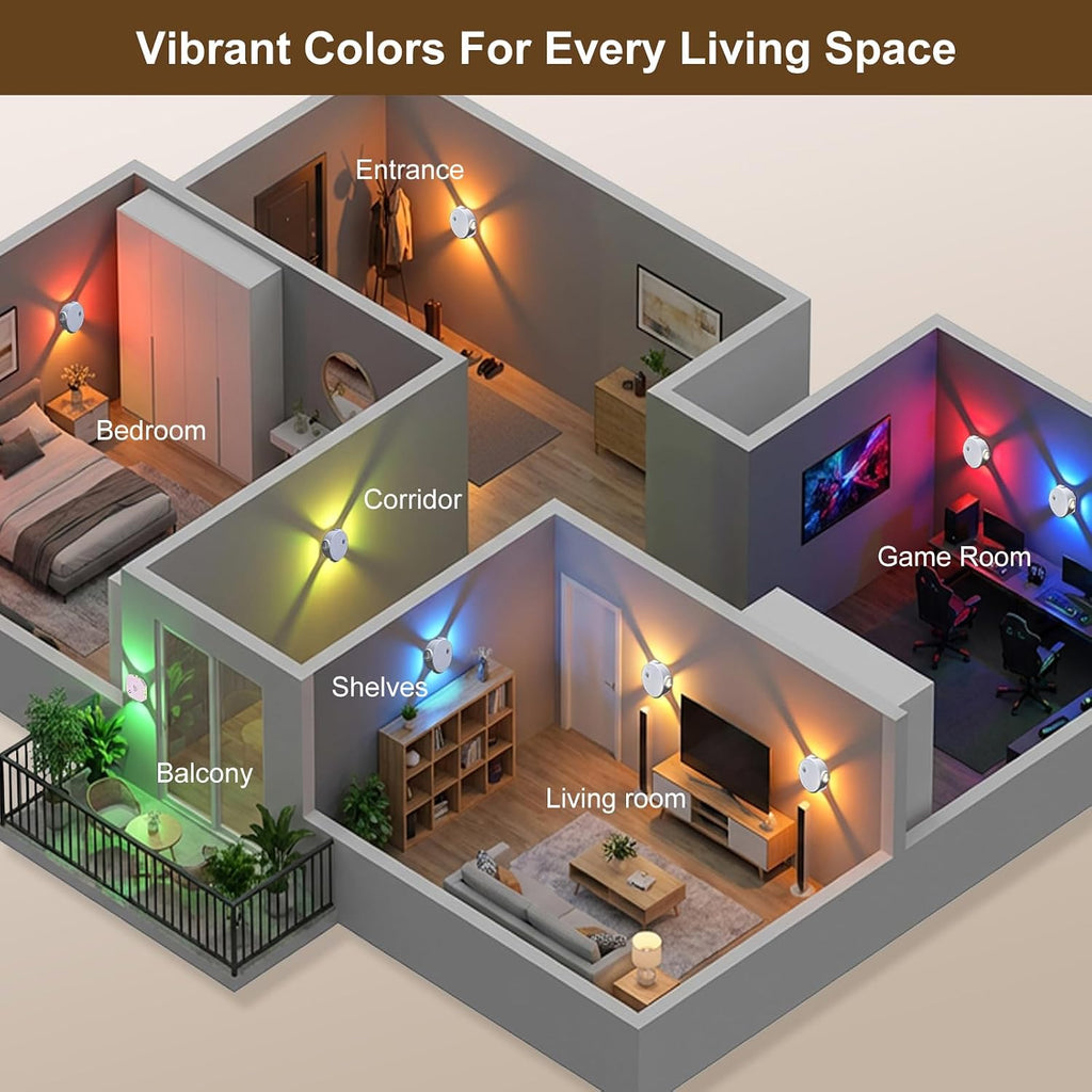 Motion Sensor LED Night Lights 4 Pack, Rechargeable Wireless Stair Lights, Magnetic Installation, RGB & Touch Control, Wall Sconce for Hallway Closet Bedroom Indoor
