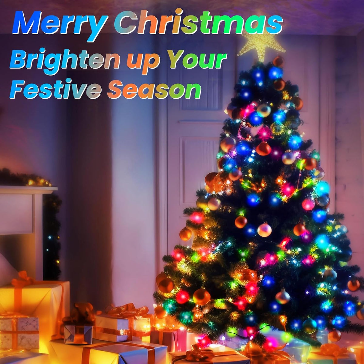 JTSIOV 32ft/10M 100LED Christmas Tree Lights, 8 Modes Outdoor Fairy Lights, Waterproof Outdoor String Lights Mains Powered for Bedroom, Garden, Party, Wedding, Christmas Decoration