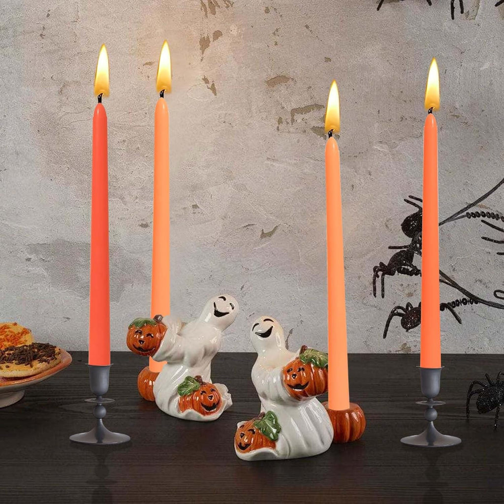 10in Gradient Taper Candles Set of 4 Pack Tapered Candle, Tall Candlesticks,for Dinner Party Wedding, Home Decor,Kitchen Decors,Christmas,Halloween (Orange Gradient, 10 inch)