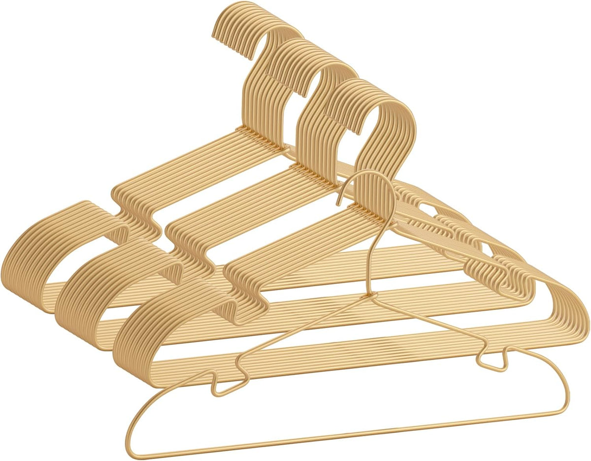 30 Pack Gold Aluminum Hangers, 16.5 Inch Non-Slip Metal Clothes Hangers, Lightweight Sturdy and Bulk Space-Saving Hangers for Pants, Skirt, Shirt, Dress, Tie