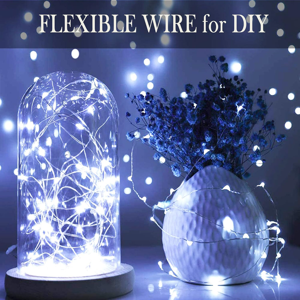 SmilingTown Fairy Lights Battery Operated Starry Firefly Silvery Wire String Lights 15 Pack 7.2ft 20 LED Jar Table Centerpiece for Wedding Christmas Halloween Party Decoration (Cool White)