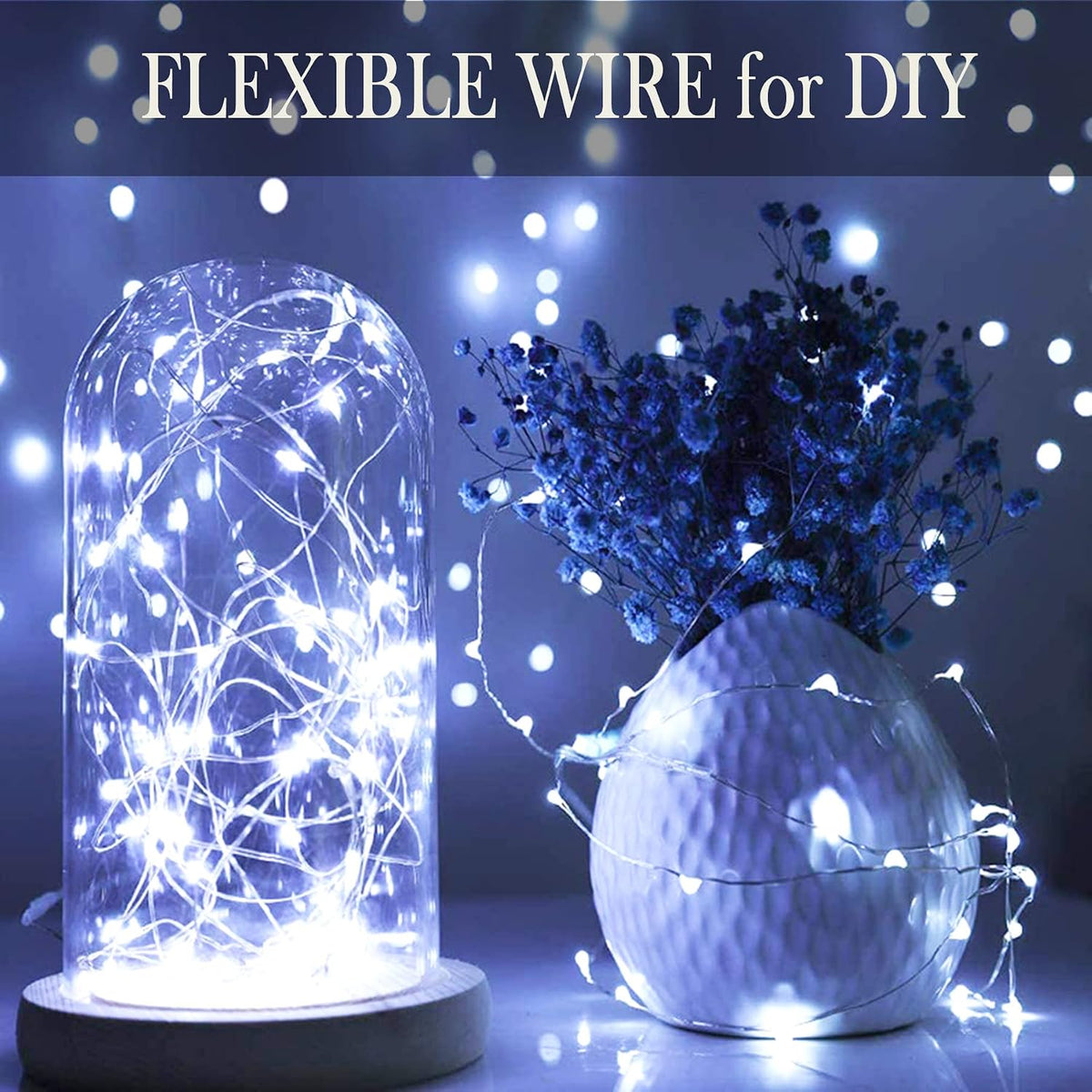 SmilingTown Fairy Lights Battery Operated Starry Firefly Silvery Wire String Lights 15 Pack 7.2ft 20 LED Jar Table Centerpiece for Wedding Christmas Halloween Party Decoration (Cool White)