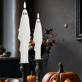 LumiPur Signature Collection Natural Glow Flickering Flameless LED Wax Taper Candle 1" x 9" (Ghosts - White, 2-Pack)