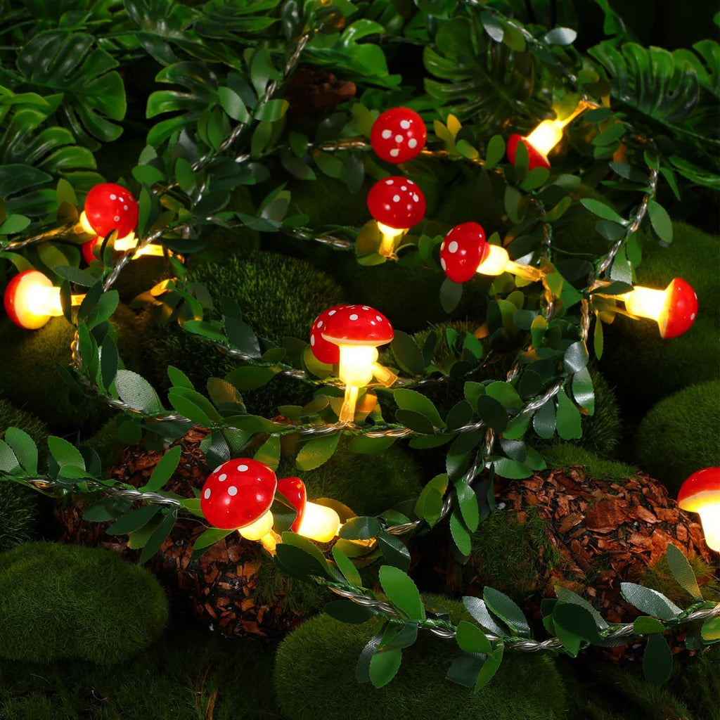 Ciieeo Mushroom String Lights Indoor 118.11 in 20 Led Fairy String Light Mushroom Garland for Bedroom Patio Garden Yard Home Party Seasonal Decor