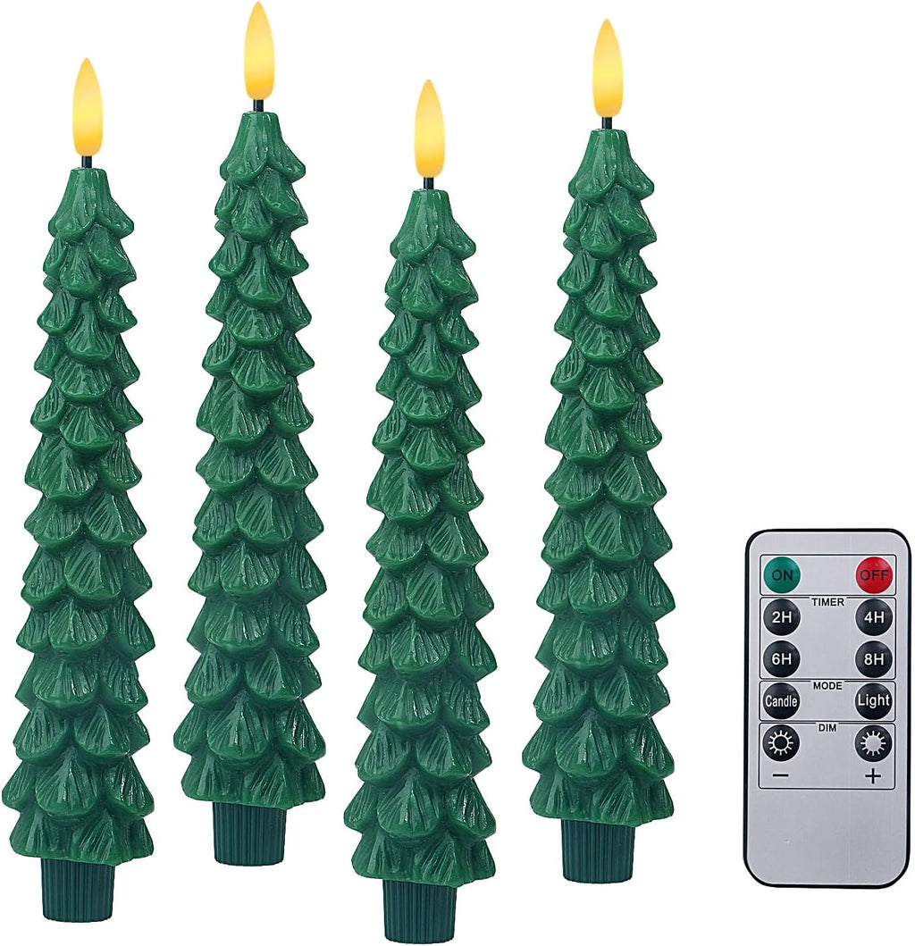 XingsLight LED Flameless Taper Candles with Remote & Timer – 4 Pack Battery Operated Christmas Window Candles, Warm White Flickering Light, Safe Realistic Flame for Holiday Table & Home Décor