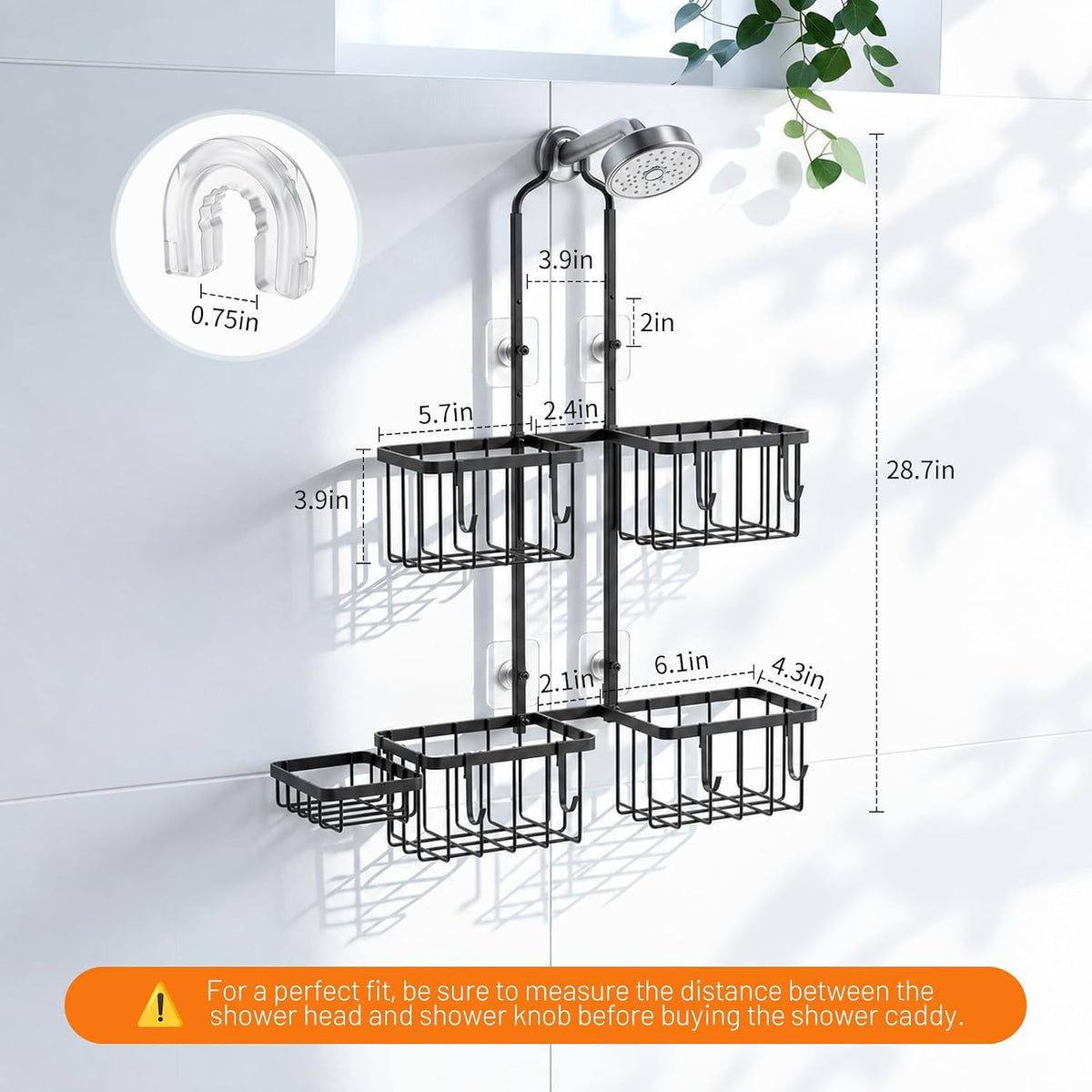 Luxspire Shower Caddy Hanging Overhead, Shower Organizer Hanging, Black