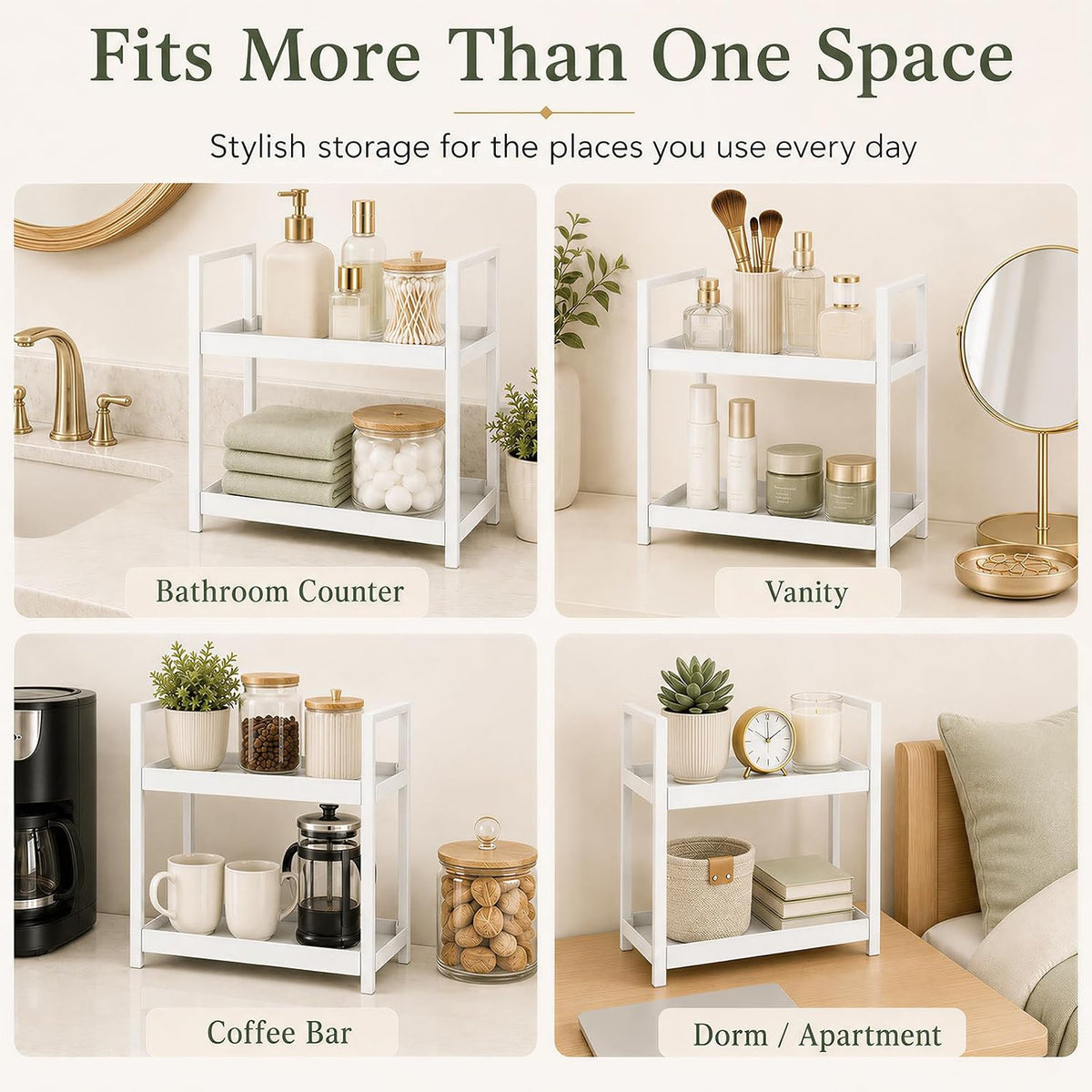 2 Tier Bathroom Counter Shelf Organizer for Skincare Makeup