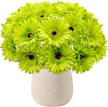 20 Pcs Fake Silk Gerbera Daisy Artificial Flowers with Stems Faux Daisies Flower Bulk for DIY Art Crafts Home Wedding Party Vase Centerpieces Tables Garland Wreath Decoration (Green)