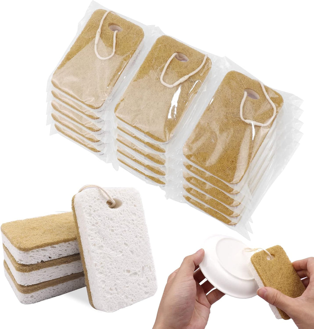 Natural Sponge, Sponges Individually Wrapped (Pack of 12 - Yellow)
