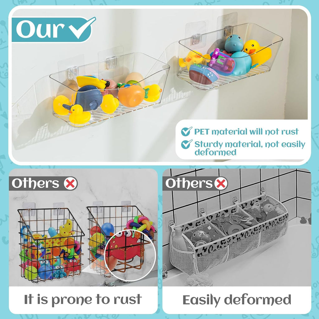 MIUKAA 2 Pack Bath Toy Storage Holder, Clear Bath Toy Organizer (2 US Gal)