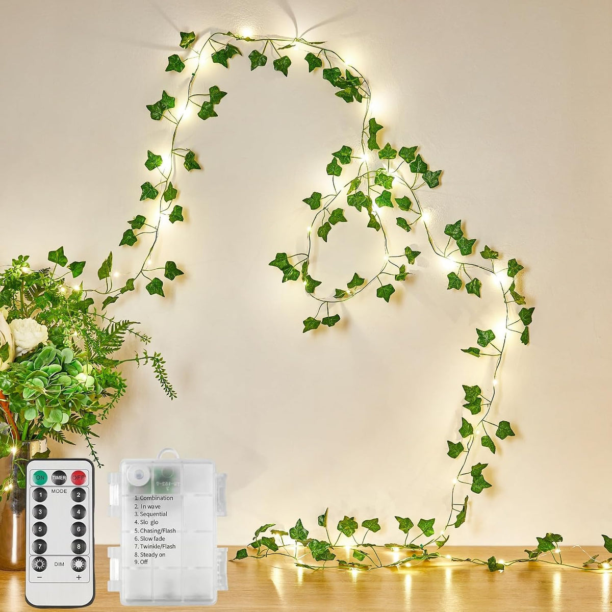 Vine with Fairy Lights Battery Operated, Warm White Ivy String Lights