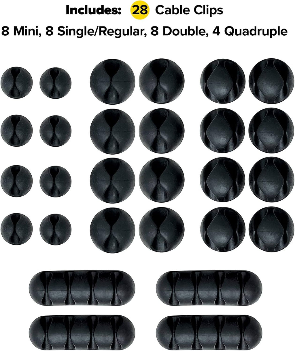 Wrap-It Storage Cable Clips - (Assorted 28-Pack) Black