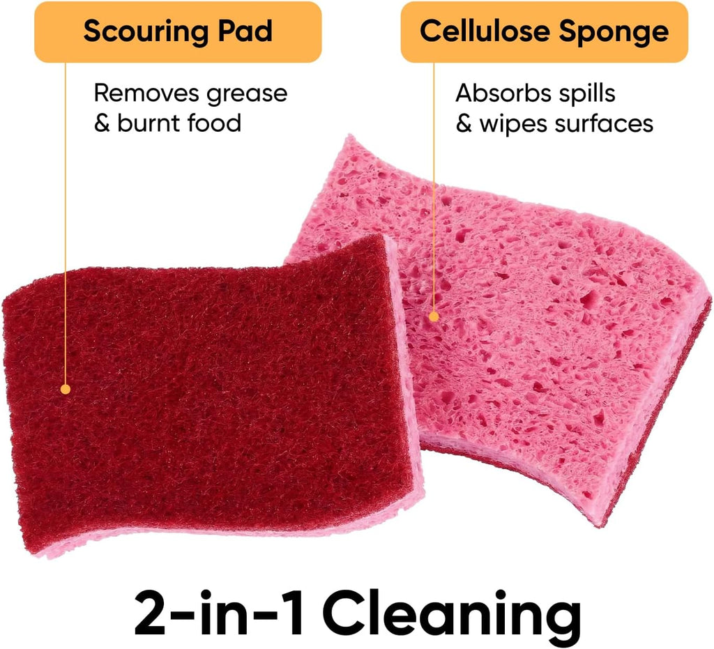 Kitchen Sponges for Washing Dishes, Non-Scratch Cellulose Dish Scrub Sponges, Cleaning Sponges for Household Use, Safe Cleaning Products, Kitchen Sponges Pack of 12, by Superio