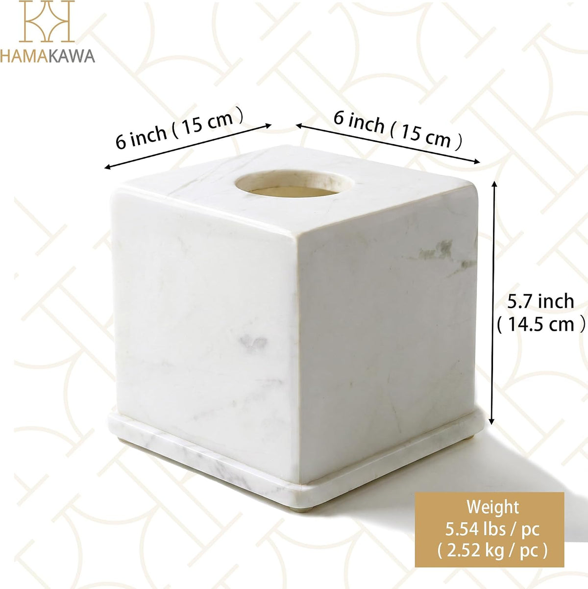 Natural Marble Tissue Box Cover, Volakas White Tissue Box Holder