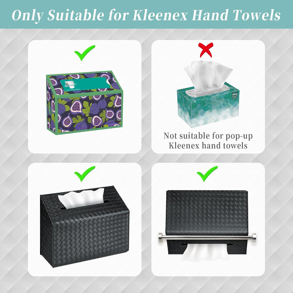 NiHome PU Leather Tissue Box Cover for Kleenex Hand Towels, Black