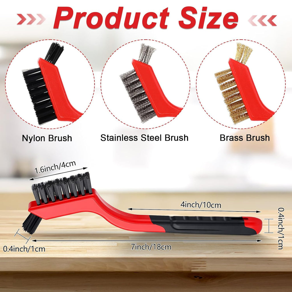 Reallnaive 50 Pcs Brass/stainless Steel/ Nylon Cleaning Brushes Bulk Red