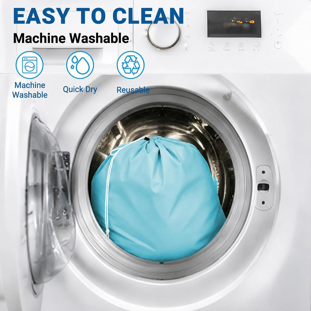 2 Pack XL Laundry Bags, Extra Heavy Duty Large Laundry Bag with Drawstring Closure, Machine Washable Clothes Organizer for Hamper, College Dorm, Travel (Lake Blue + Navy Blue, X-Large)