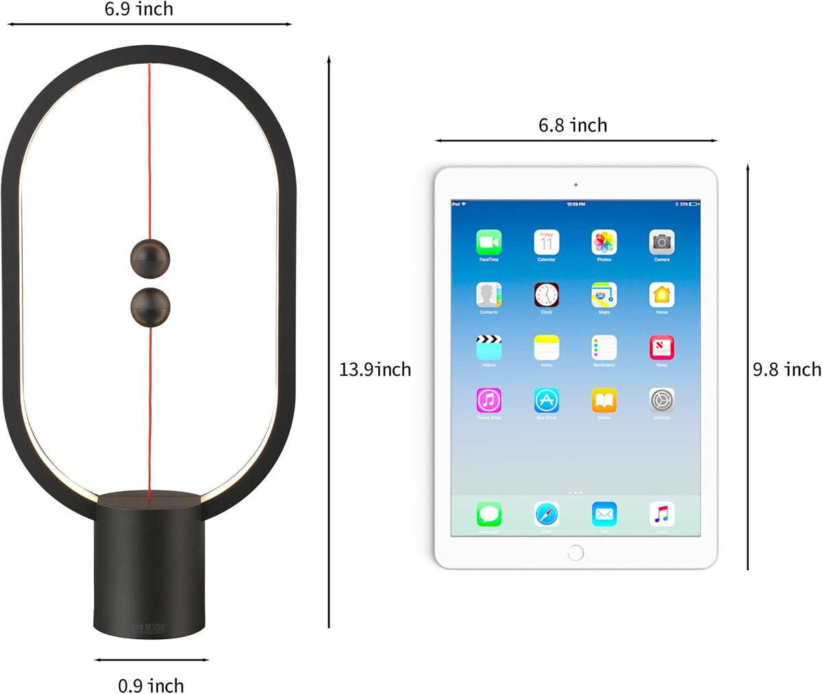 Heng Balance Light, USB Powered LED Table lamp, Creative, Magnetic Switch Night Light, dimmable Eye Protection Table lamp, Used for Gifts, Decoration Bedside, Dormitory and Office(Black)