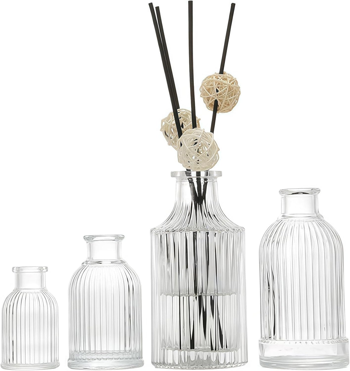 Glass Diffuser Bottles 6.6 High 250ml 8.5 Fl Oz Round Aroma Bottles Diffusers Vase Fragrance Accessories Use for DIY Replacement Reed Diffuser Sets Craft Projects Wedding Party
