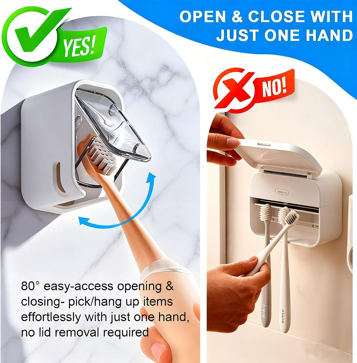 Toothbrush Holders for Bathroom - 3 Pack, Single Slot Space-Saving V2.0