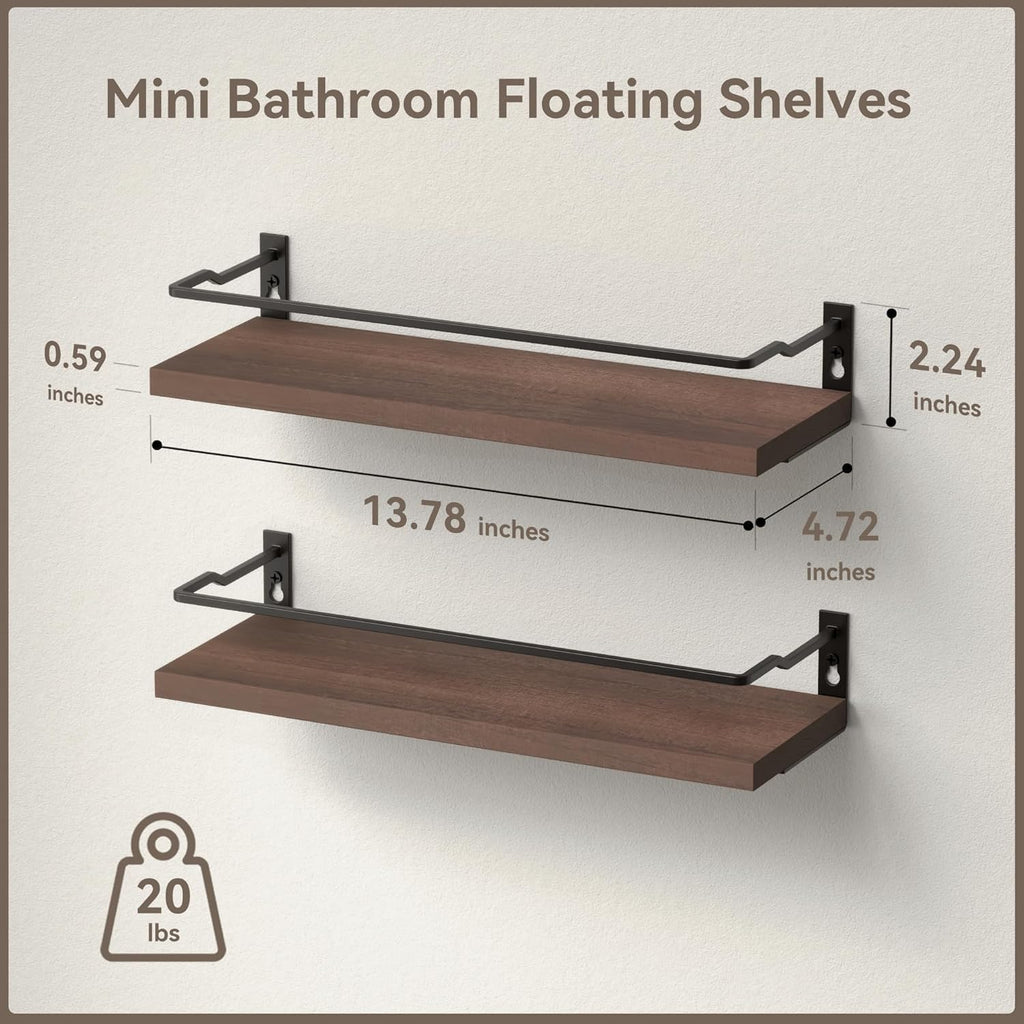 RICHER HOUSE Floating Shelves Bathroom, Small Wall Shelf Over Toilet 2 Set