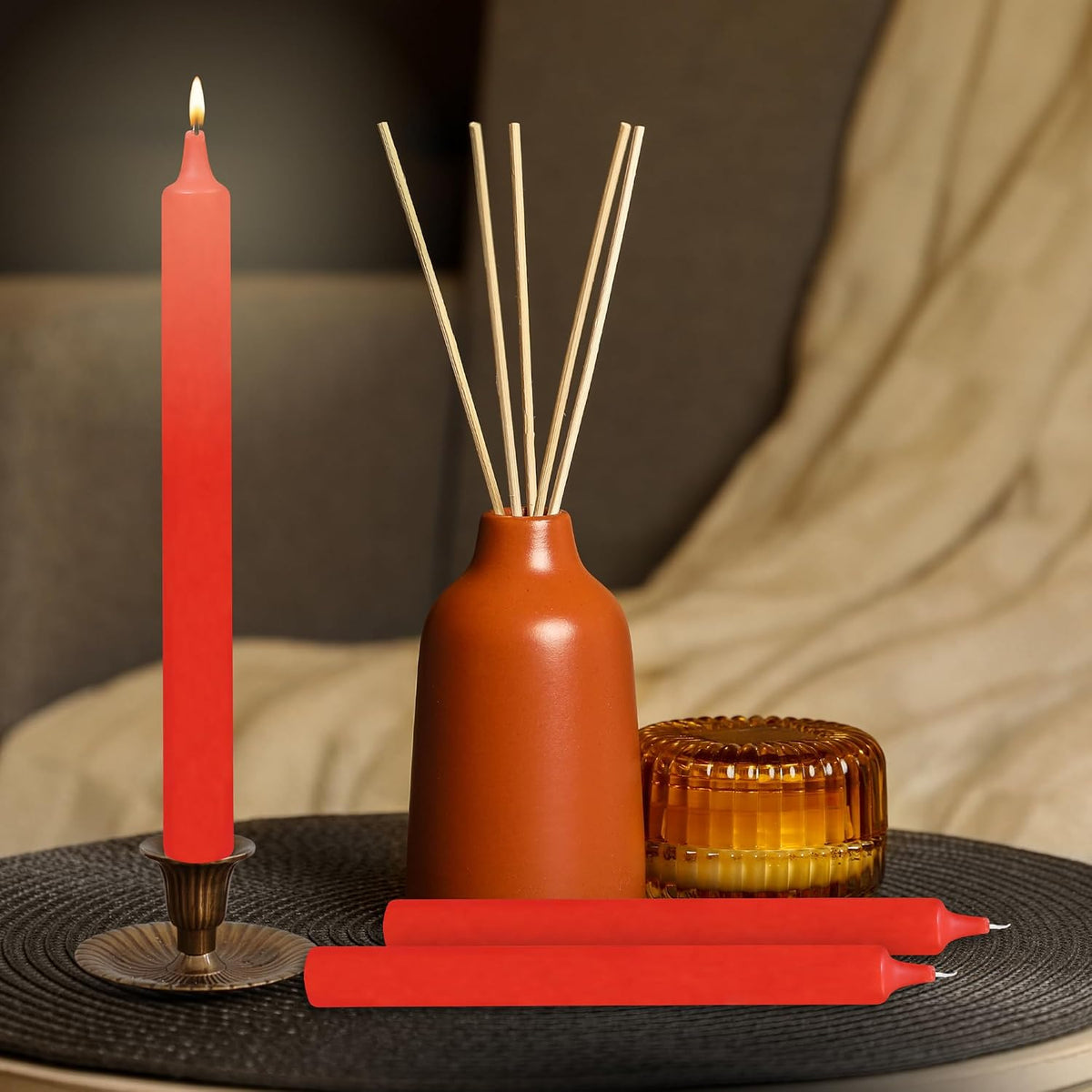 Axiom Candles | 10 Inch Dripless | Straight, Reddish, Pack of 10