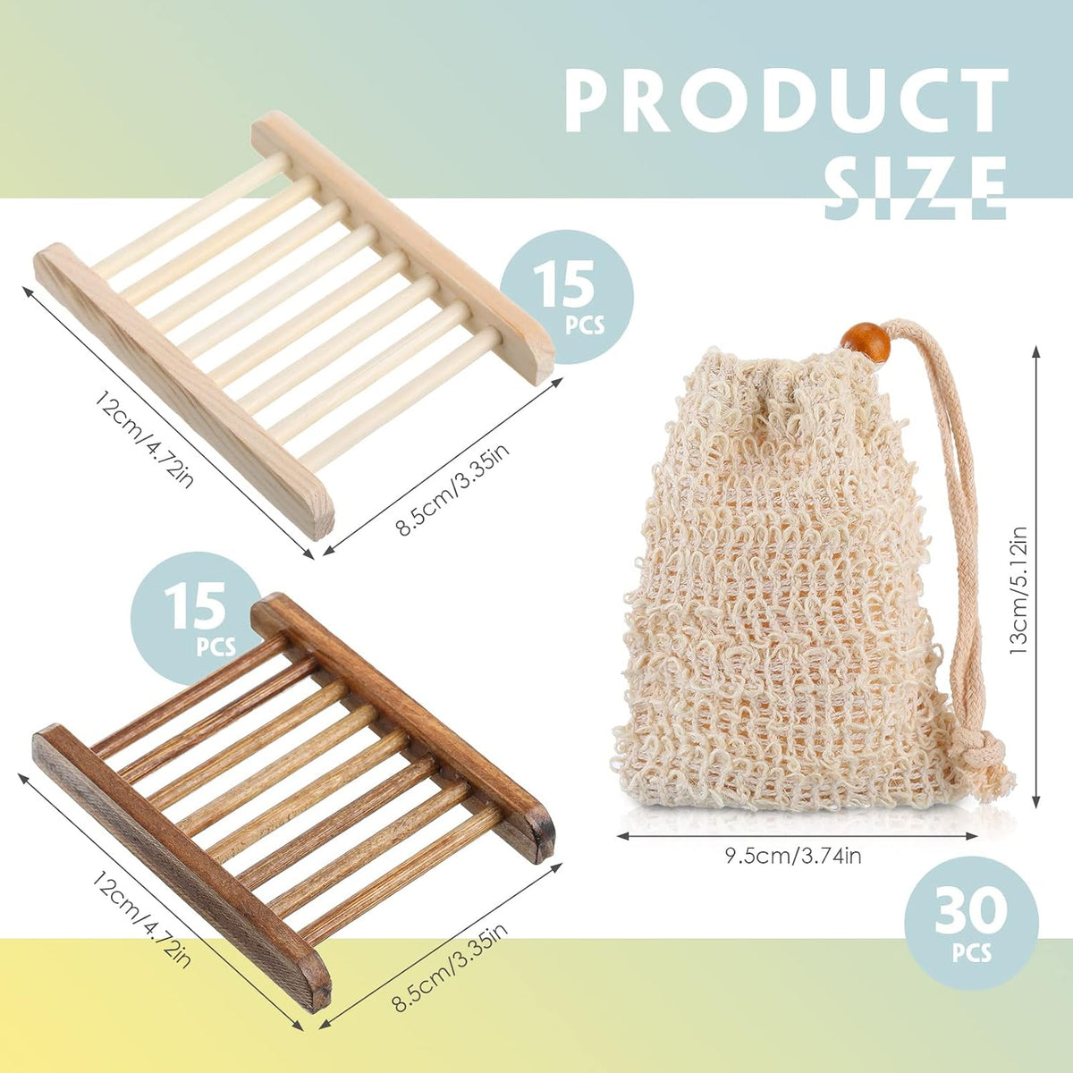 Soap Dish Set Wood Holder Saver Bulk, Wood Color, Carbonized Color, 60 Pcs