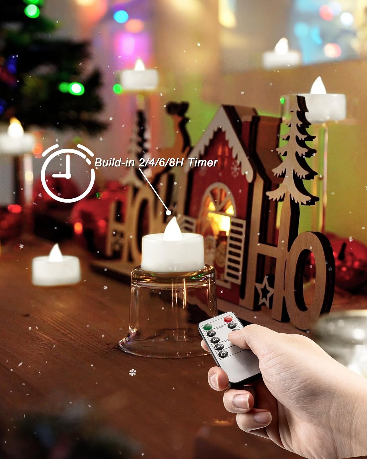 BEICHI 12Pcs Flameless LED Tea Lights with Remote & Timer,White Base,400Hrs