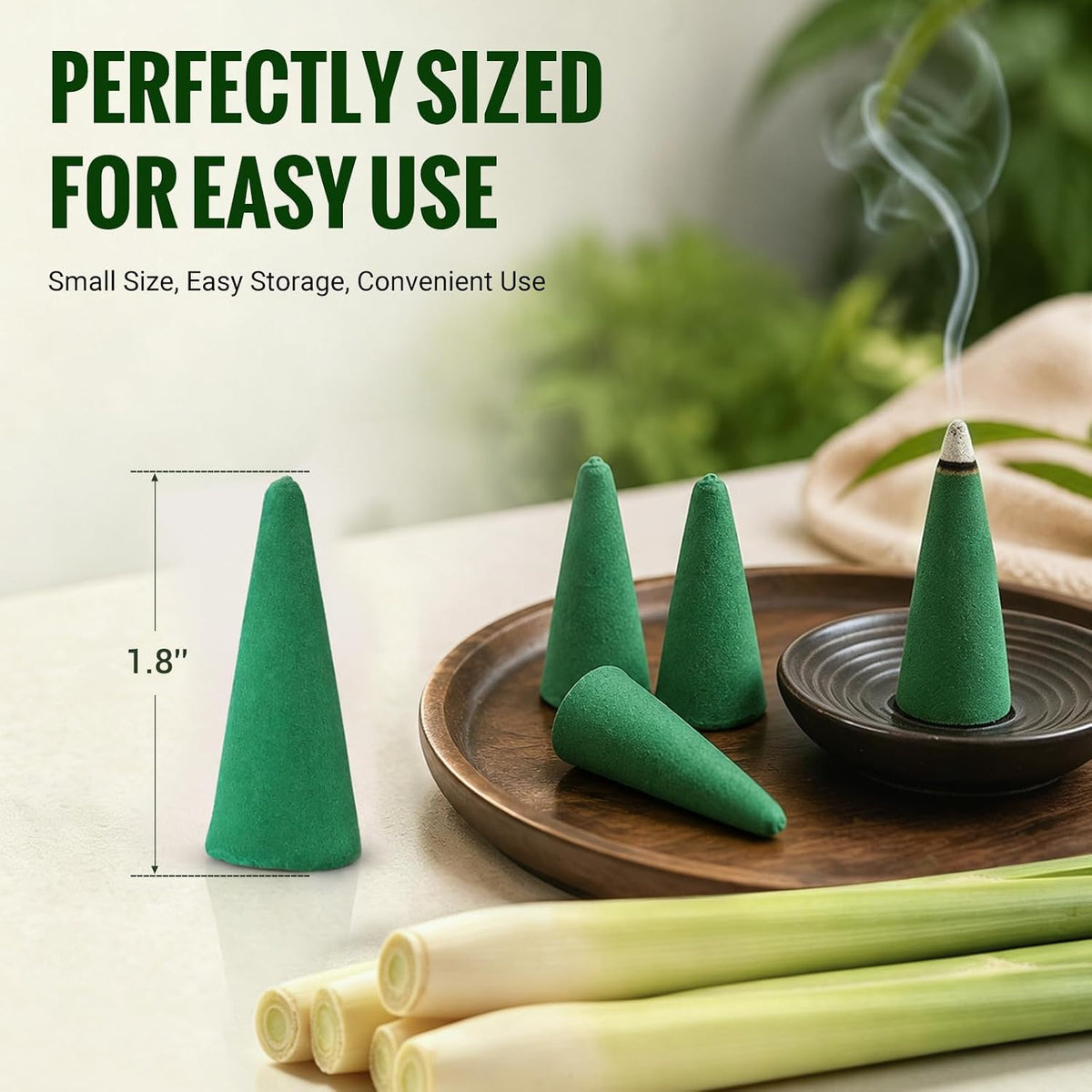 Citronella Cones (50 Cones) – Citronella Incense Cones with Ceramic Dish, Citronella Incense Cones Outdoor for Home Outside, Pool Side, Patio, Camping, Porches, Courtyards – Long Lasting Natural Scent