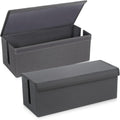 2 Pack Cable Management Box, Fabric Cord Hider Box with Lid,Cord Storage Box for Power Strip,TV Wires, Computer, Router, USB Hub,Under Desk Cord Organizer, Desk Cable Storage