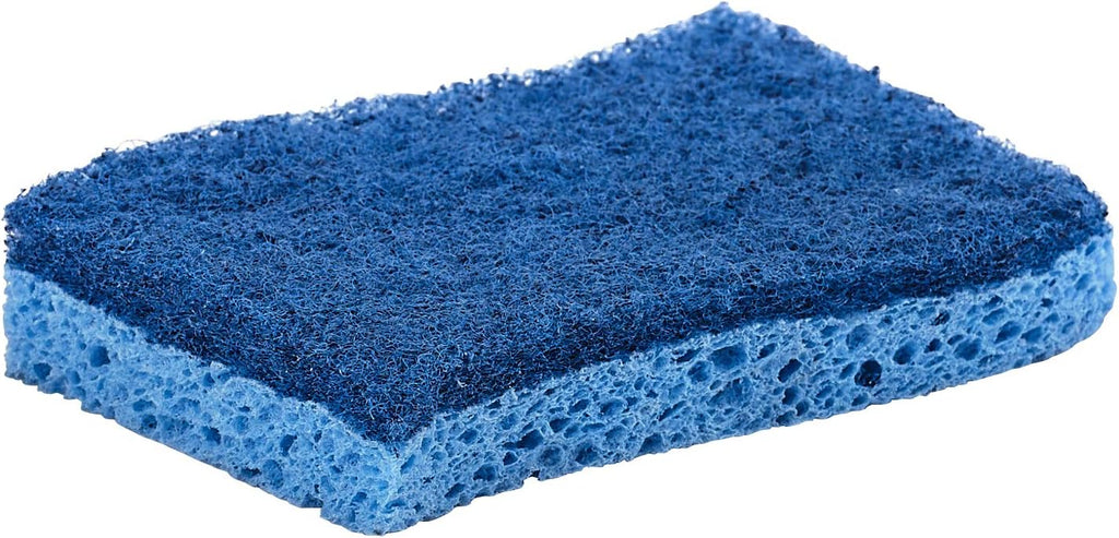 Superio Non-Scratch Cellulose Sponge Kitchen Scrub Sponges with Scouring Pad Set, Good for Non-Stick Cookware Frying Pan, Pot, Counter Top, Sink Scrubbing, Kitchen Scrubbers, Pack of 3, Blue