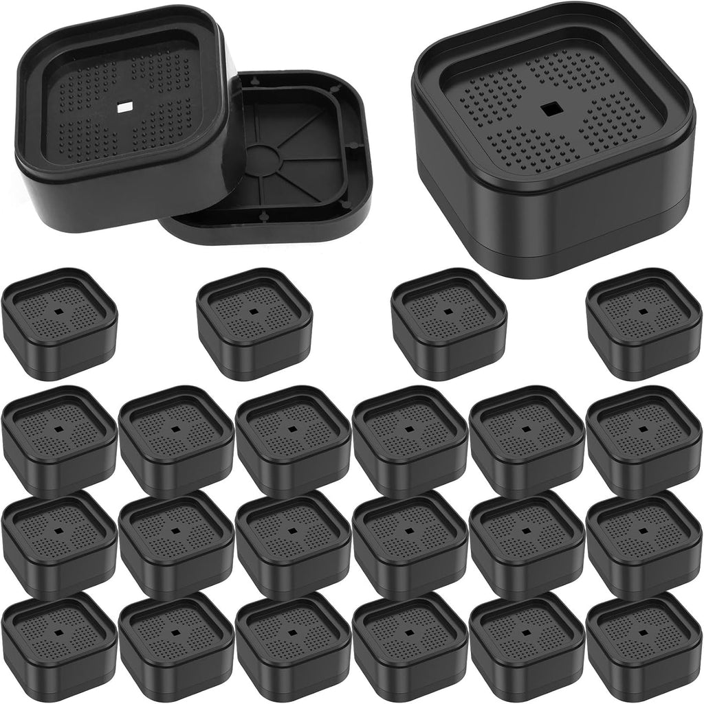 24 Pack Furniture Risers Adjustable Bed Risers Heavy Duty Lifts Height 1", Square Stackable Bed 1, 2 or 3 Inch for Desk Leg Table Couch Sofa Chair Frame Legs Dorm, Black