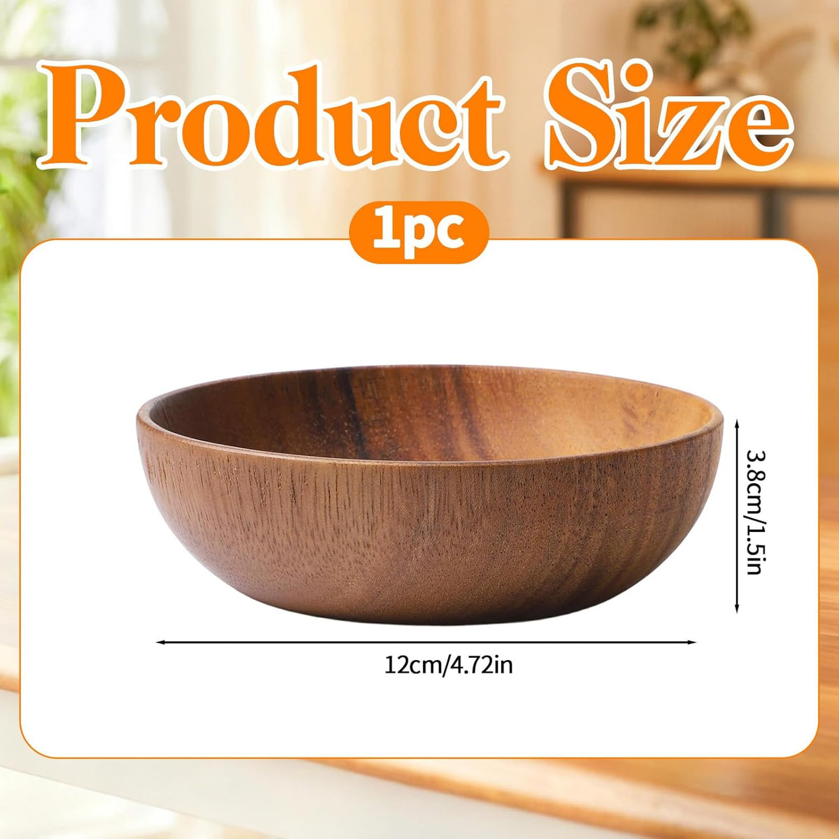 Skrfren 4.7 Inch Acacia Decorative Bowl Round Keys Bowl for Entryway Tabletop Organizer Small Wooden Bowls for Keys, Wallet, Candy, Cookies (4.7" x 4.7" x 1.5")