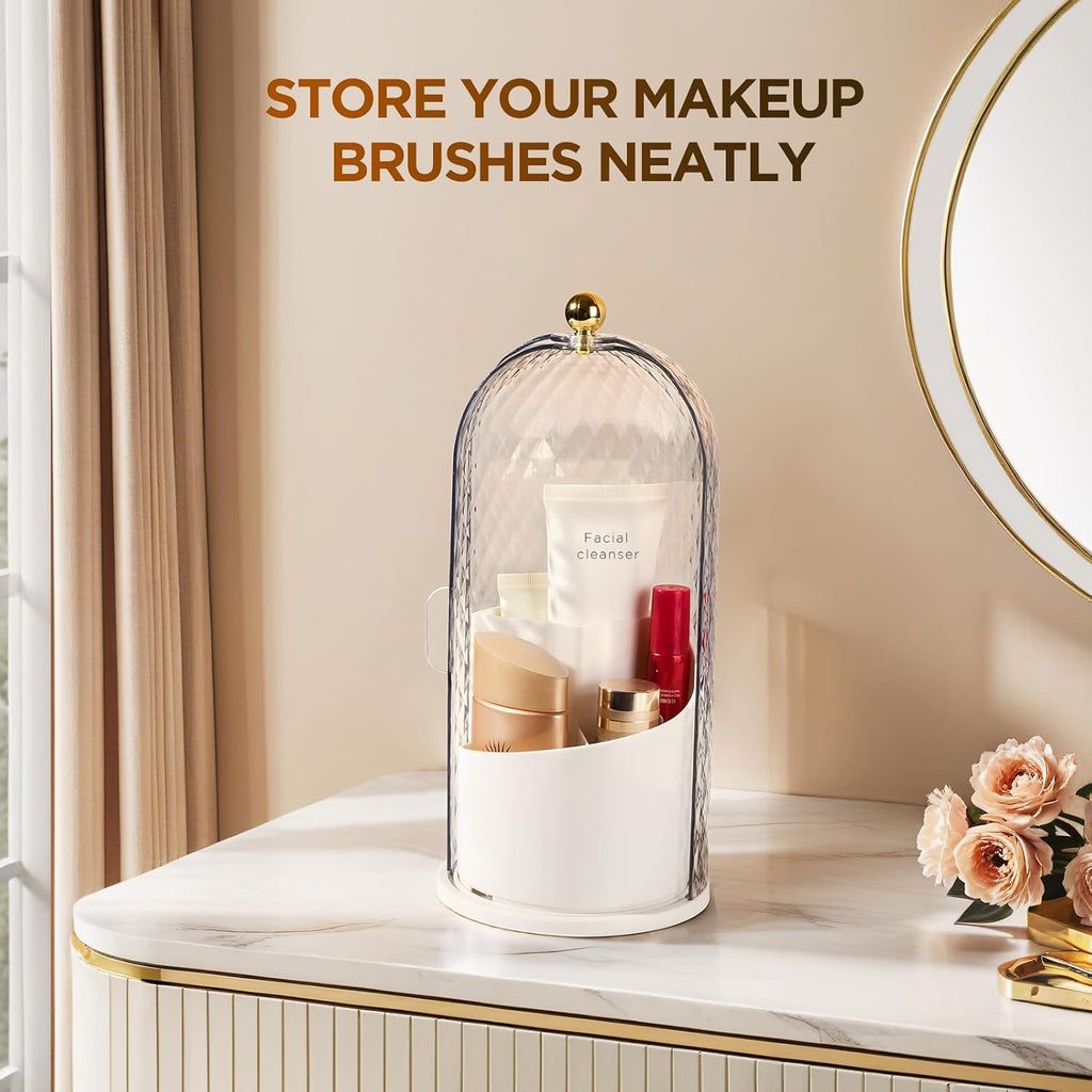 3 Slots Rotating Toothbrush Holders with Lid for Bathroom