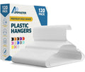 Lifemaster Plastic Clothes Hanger Set - 120 Pieces Versatile, Lightweight, Space-Saving, Non-Slip, Slim Designed, Dry and Wet Clothes Hanger Set - White