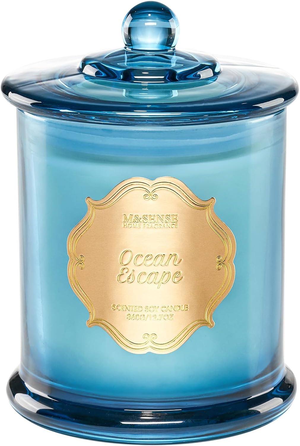 M&SENSE Ocean Escape Non Toxic Large Soy Candle, 12.7oz Summer Scent