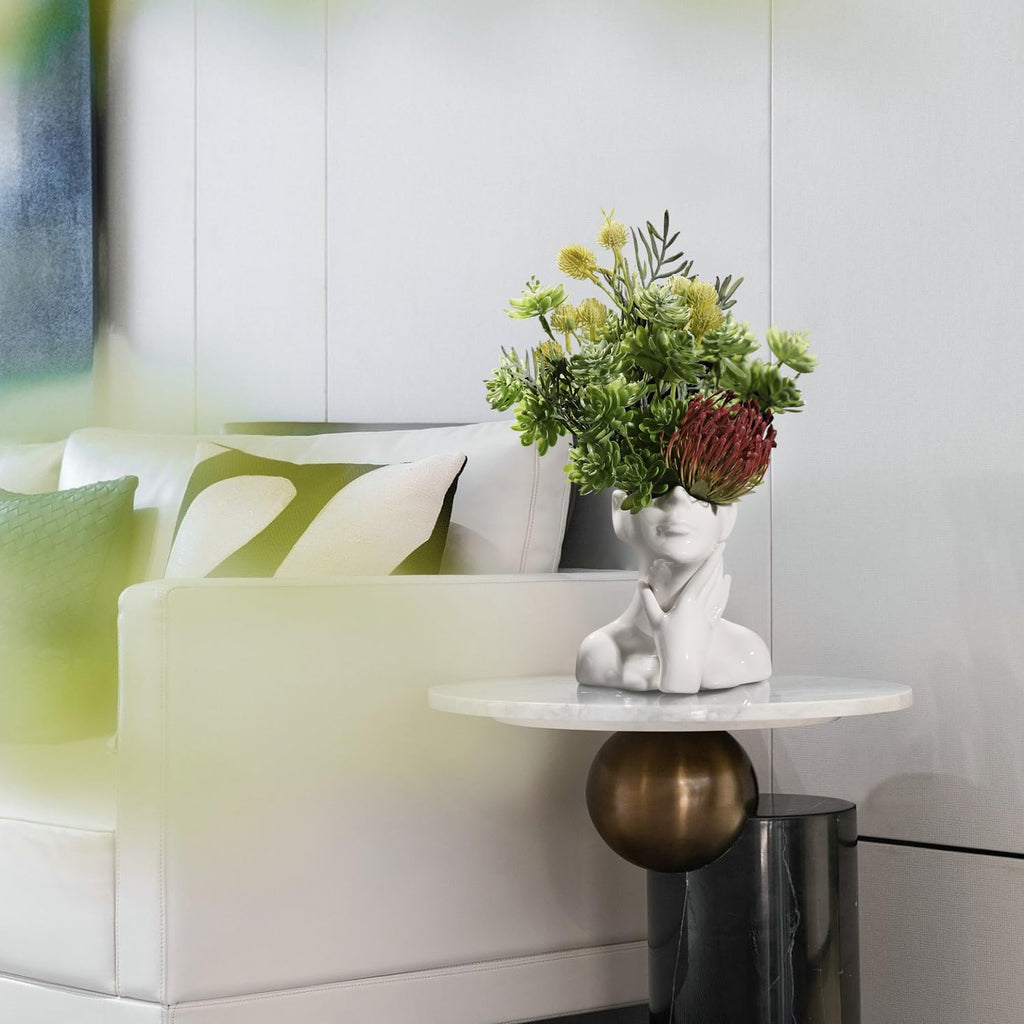XSMXLNKWL Ceramic Face Vase White Flower Vase for Decor, Female Face Vase Art, Modern Decorative Vase Centerpiece for Table, Shelf, Living Room, Office, Bedroom, Small