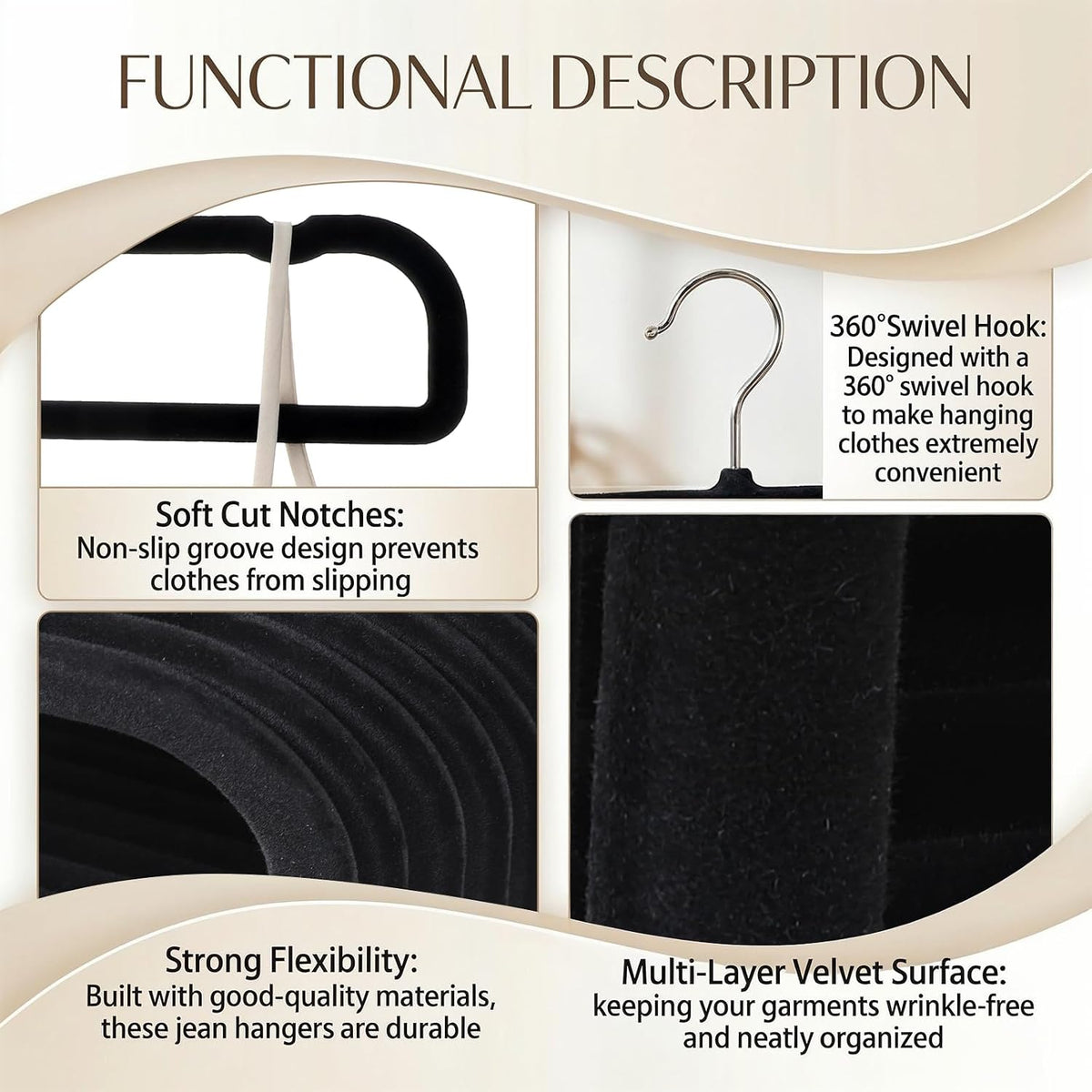 30 Pack Velvet Hangers Non Slip Pants Hangers for Closet