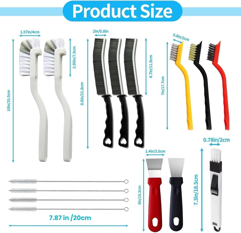 15Pcs Crevice Cleaning Brush Set, Multifunction Hard Bristle Scrub Brushes