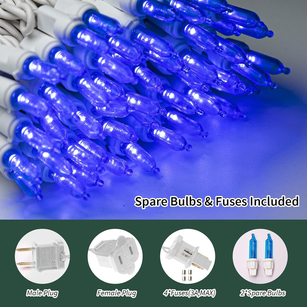 LAMPHOME 100 LED Blue Christmas Lights, Connectable String Lights, 21.6ft Plug in Blue Tree Lights, Indoor Outdoor Mini Fairy Lights for Christmas, Hanukkah, Independence Day Patriotic Decor